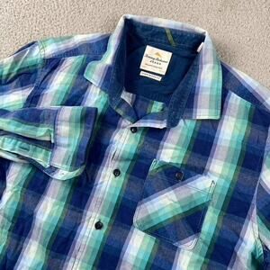 Tommy Bahama Island Crafted Modern Fit Button Shirt Men's XL Green Blue Plaid